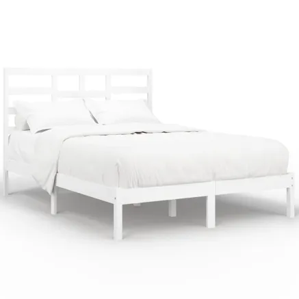 Cadre de lit sans matelas blanc bois massif 140x190 cm 2