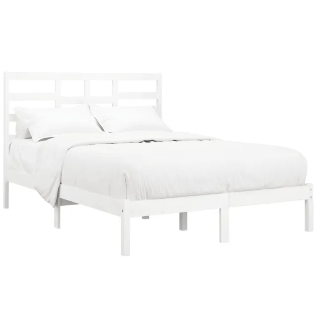 Cadre de lit sans matelas blanc bois massif 140x190 cm