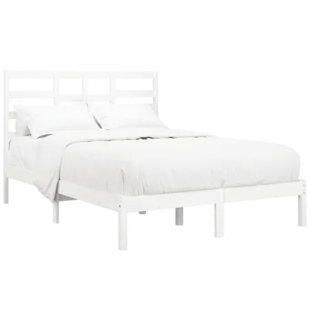 Cadre de lit sans matelas blanc bois massif 140x190 cm