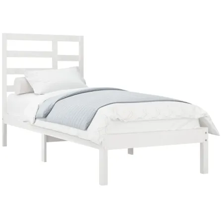 Cadre de lit sans matelas blanc bois massif 100x200 cm