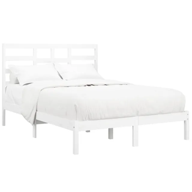 Cadre de lit sans matelas blanc bois massif 160x200 cm