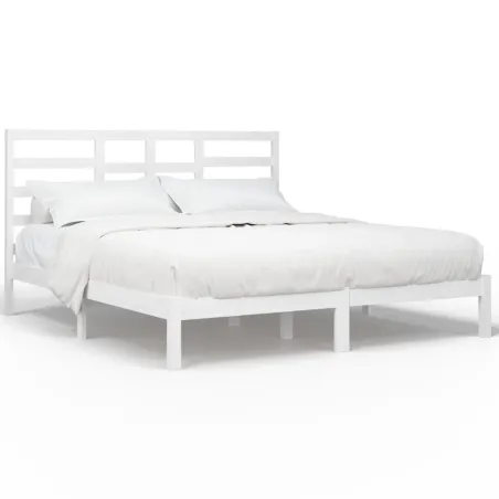 Cadre de lit sans matelas blanc bois massif 200x200 cm