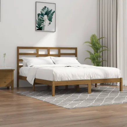 Cadre de lit sans matelas marron miel bois massif 200x200 cm