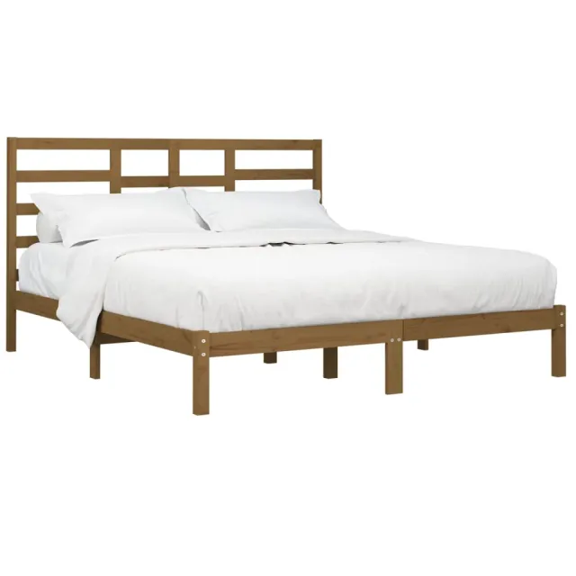 Cadre de lit sans matelas marron miel bois massif 200x200 cm