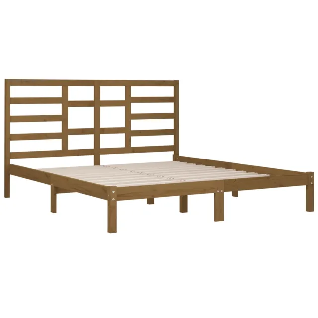 Cadre de lit sans matelas marron miel bois massif 200x200 cm