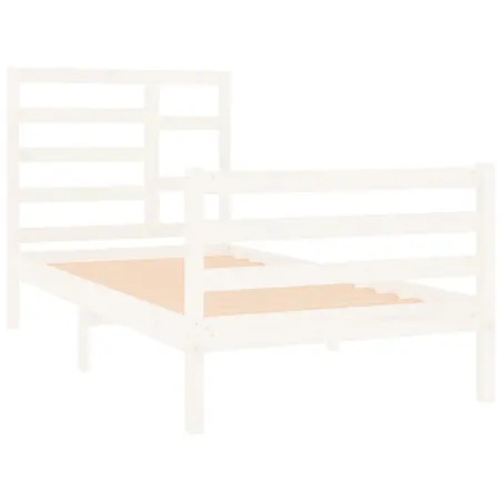 Cadre de lit sans matelas blanc bois massif 90x190 cm