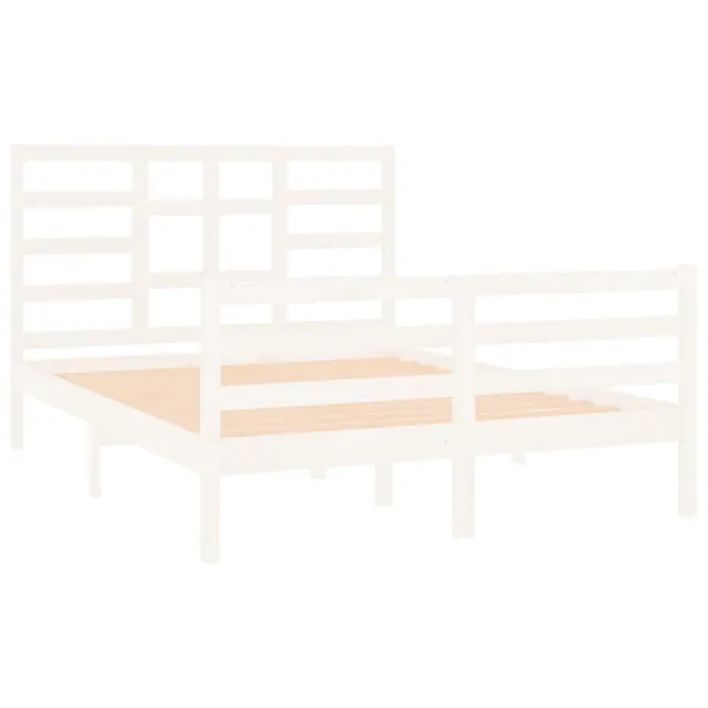 Cadre de lit sans matelas blanc bois massif 120x190 cm