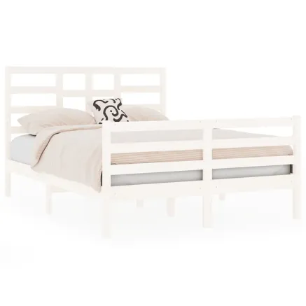 Cadre de lit sans matelas blanc bois massif 140x190 cm 2