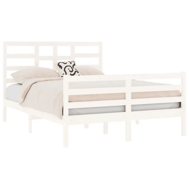 Cadre de lit sans matelas blanc bois massif 140x190 cm
