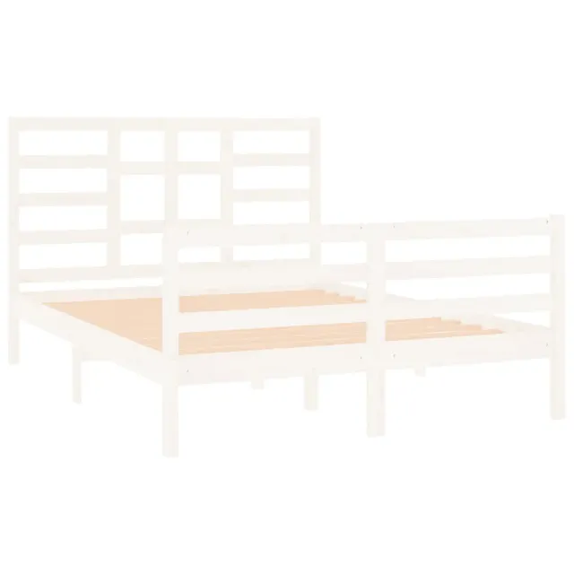 Cadre de lit sans matelas blanc bois massif 140x190 cm