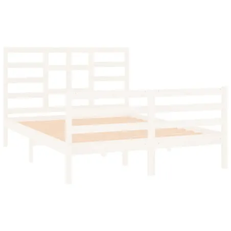 Cadre de lit sans matelas blanc bois massif 140x190 cm