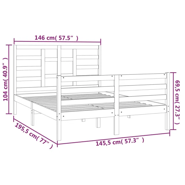 Cadre de lit sans matelas blanc bois massif 140x190 cm
