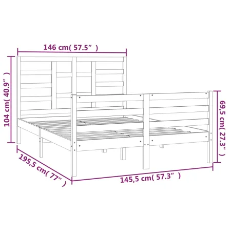 Cadre de lit sans matelas blanc bois massif 140x190 cm