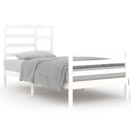 Cadre de lit sans matelas blanc bois massif 90x200 cm 2