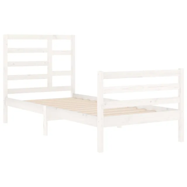 Cadre de lit sans matelas blanc bois massif 90x200 cm