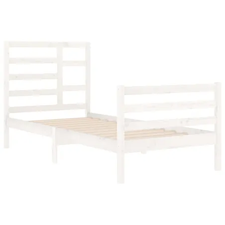 Cadre de lit sans matelas blanc bois massif 90x200 cm