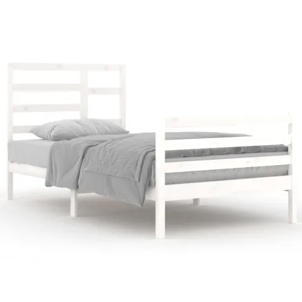 Cadre de lit sans matelas blanc bois massif 100x200 cm 2