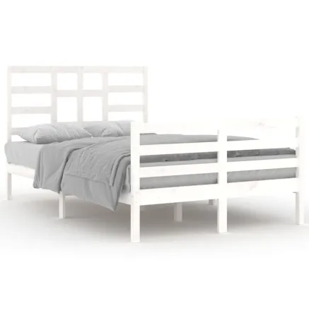 Cadre de lit sans matelas blanc bois massif 120x200 cm 2