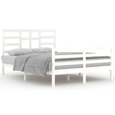 Cadre de lit sans matelas blanc bois massif 140x200 cm 2