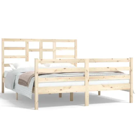 Cadre de lit sans matelas bois massif 150x200 cm 2