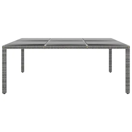 Table de jardin 200x150x75 cm Verre trempé/résine tressée Gris 2