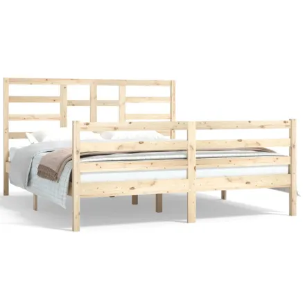 Cadre de lit sans matelas bois massif 160x200 cm 2