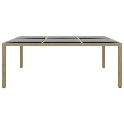 Table de jardin 200x150x75 cm Verre trempé/résine tressée Beige 2