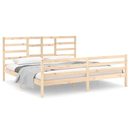 Cadre de lit sans matelas bois massif 200x200 cm 2