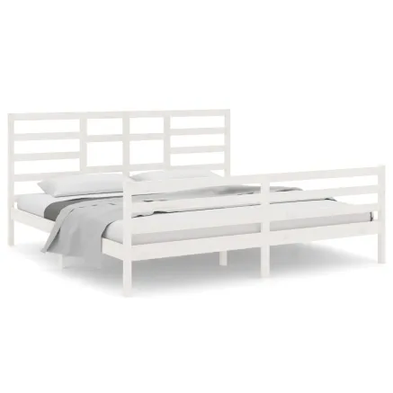 Cadre de lit sans matelas blanc bois massif 200x200 cm 2