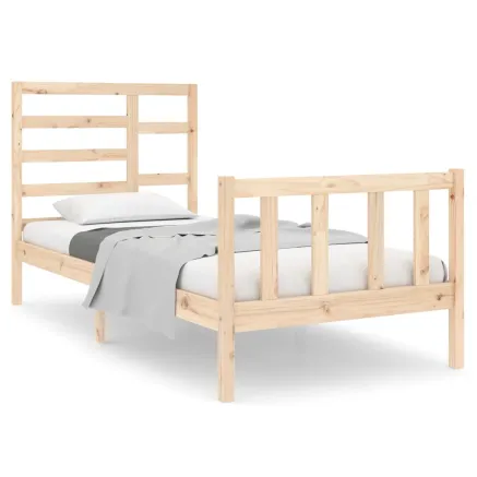 Cadre de lit sans matelas bois massif 75x190 cm 2