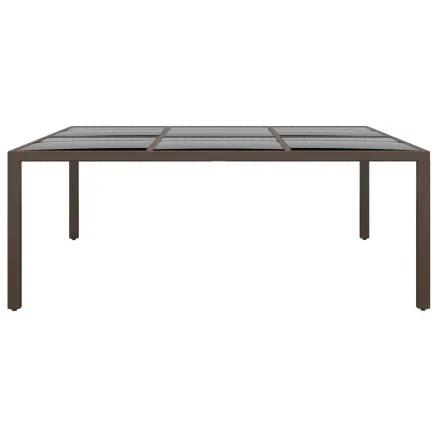 Table de jardin avec dessus en verre Marron 200x150x75 cm Rotin 2