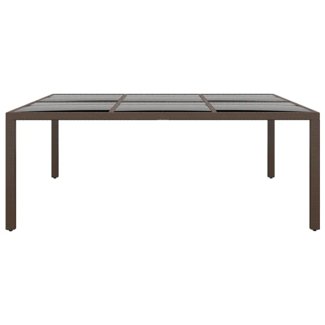 Table de jardin avec dessus en verre Marron 200x150x75 cm Rotin