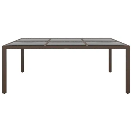 Table de jardin avec dessus en verre Marron 200x150x75 cm Rotin