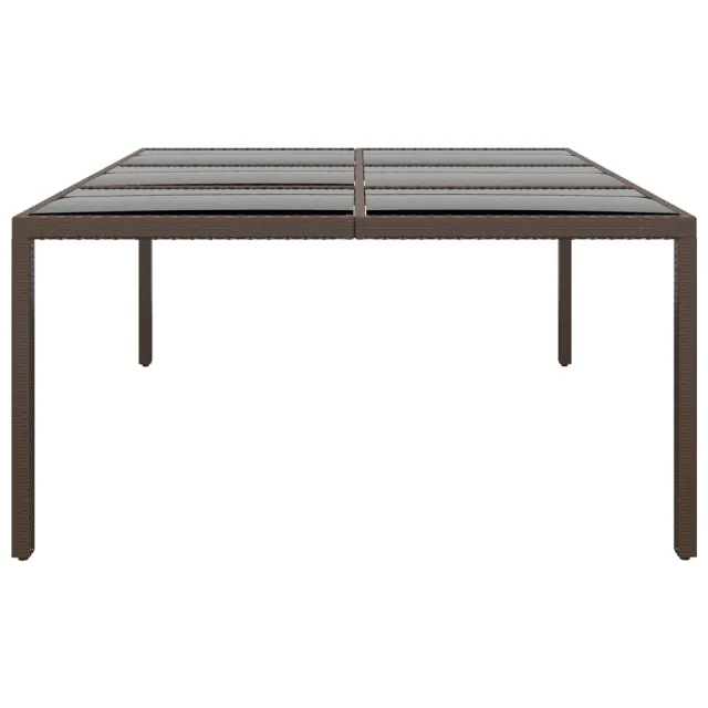 Table de jardin avec dessus en verre Marron 200x150x75 cm Rotin