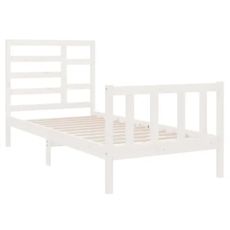 Cadre de lit sans matelas blanc bois massif 90x190 cm
