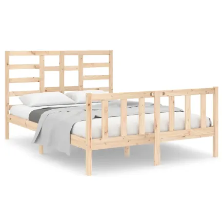 Cadre de lit sans matelas bois massif 140x190 cm 2