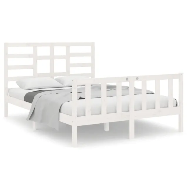 Cadre de lit sans matelas blanc bois massif 140x190 cm