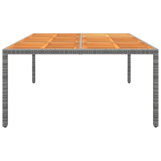 Table de jardin 200x150x75 cm Acacia et résine tressée Gris
