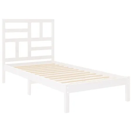 Cadre de lit sans matelas blanc bois massif 75x190 cm