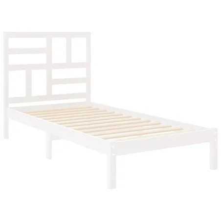 Cadre de lit sans matelas blanc bois massif 90x190 cm