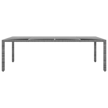 Table de jardin 250x100x75 cm Verre trempé et Résine tressée