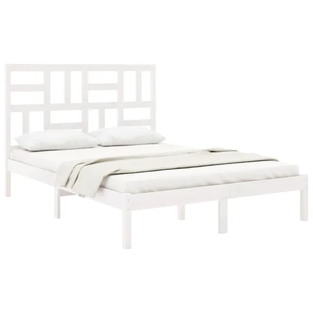 Cadre de lit sans matelas blanc bois massif 140x190 cm