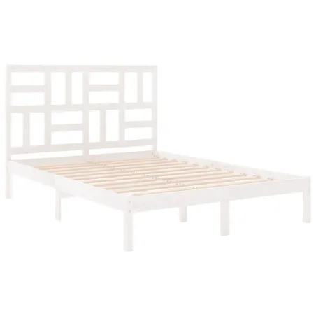 Cadre de lit sans matelas blanc bois massif 140x190 cm