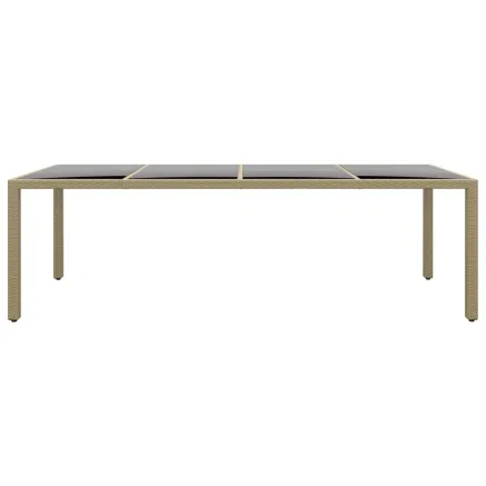 Table de jardin avec dessus en verre beige résine tressée 2