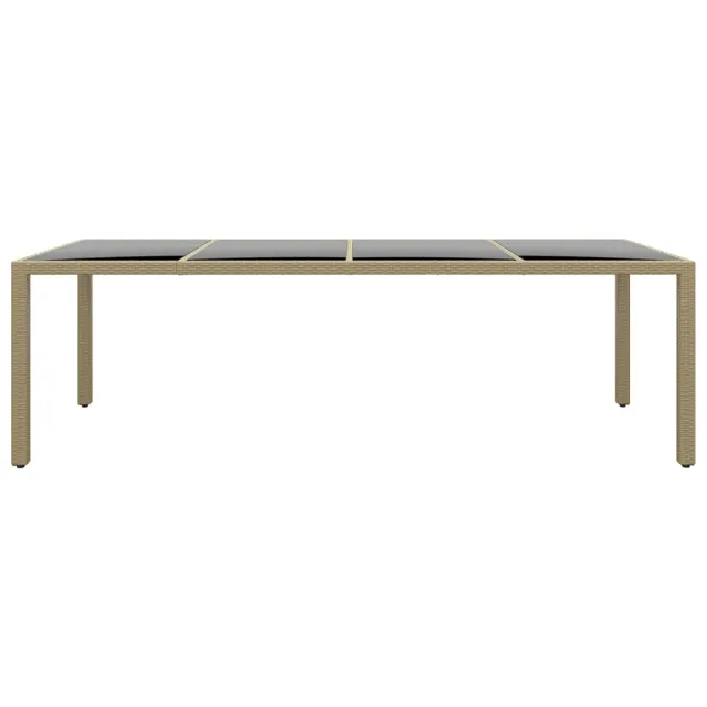 Table de jardin avec dessus en verre beige résine tressée