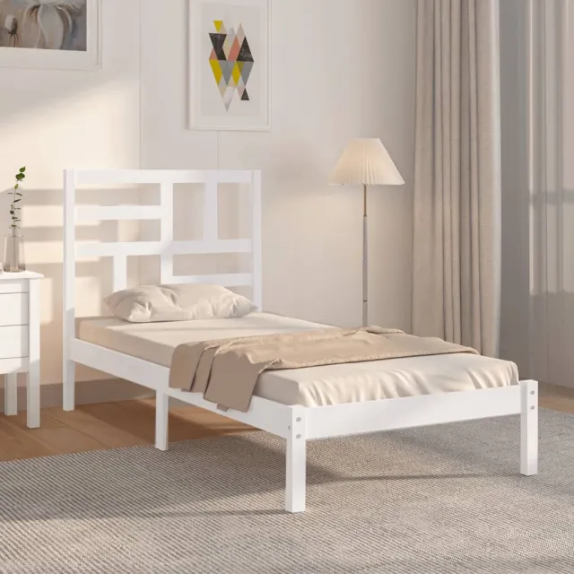 Cadre de lit sans matelas blanc bois massif 100x200 cm