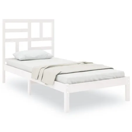 Cadre de lit sans matelas blanc bois massif 100x200 cm