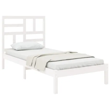 Cadre de lit sans matelas blanc bois massif 100x200 cm