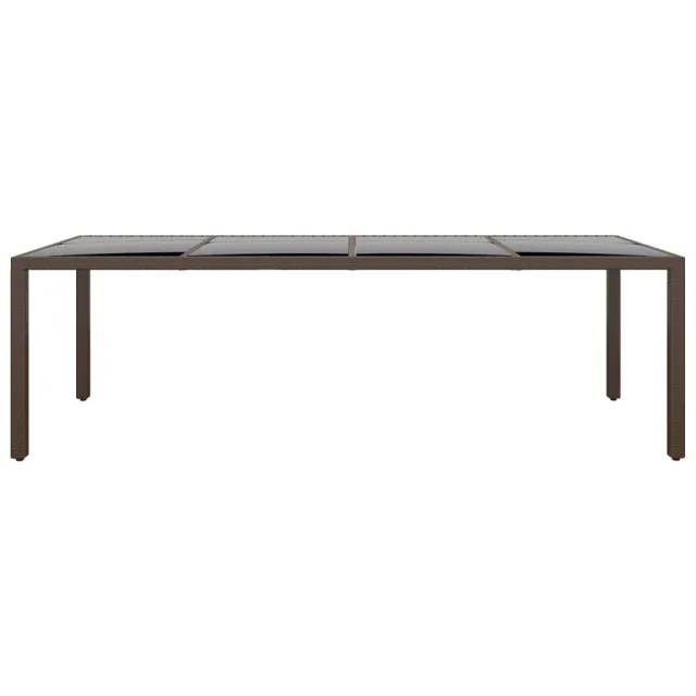 Table de jardin avec dessus en verre marron résine tressée