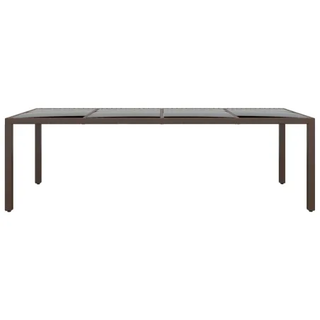 Table de jardin avec dessus en verre marron résine tressée